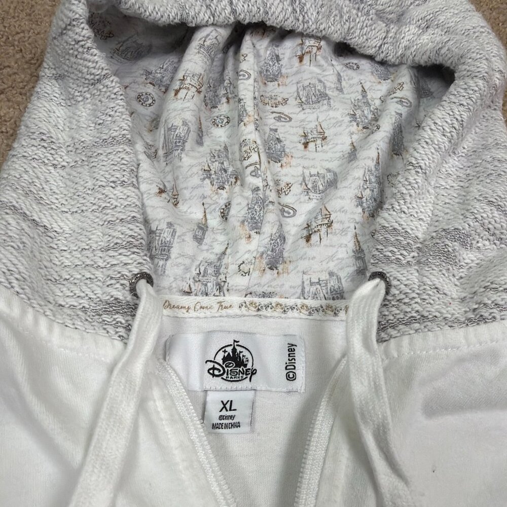 Disney Parks Jacket Adult XL White Castle Fireworks Mickey Mouse Hoodie Full Zip - Picture 4 of 10